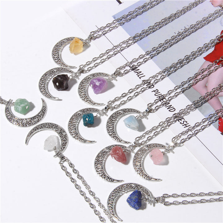 Collana con ciondolo in pietra naturale Olivenorma Silver Moon