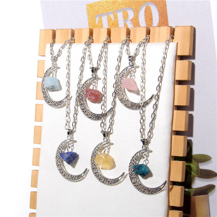 Collana con ciondolo in pietra naturale Olivenorma Silver Moon