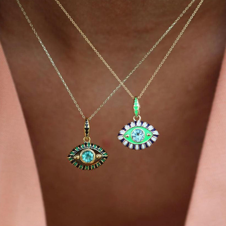 Collana con pietra preziosa in acciaio al titanio Olivenorma e occhio del diavolo 