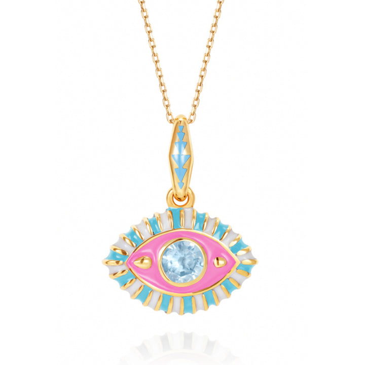 Collana con pietra preziosa in acciaio al titanio Olivenorma e occhio del diavolo 