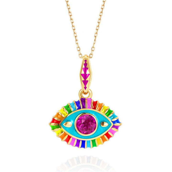 Collana con pietra preziosa in acciaio al titanio Olivenorma e occhio del diavolo 