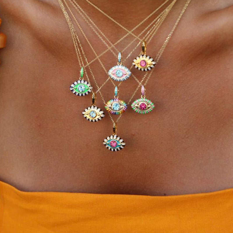 Collana con pietra preziosa in acciaio al titanio Olivenorma e occhio del diavolo 