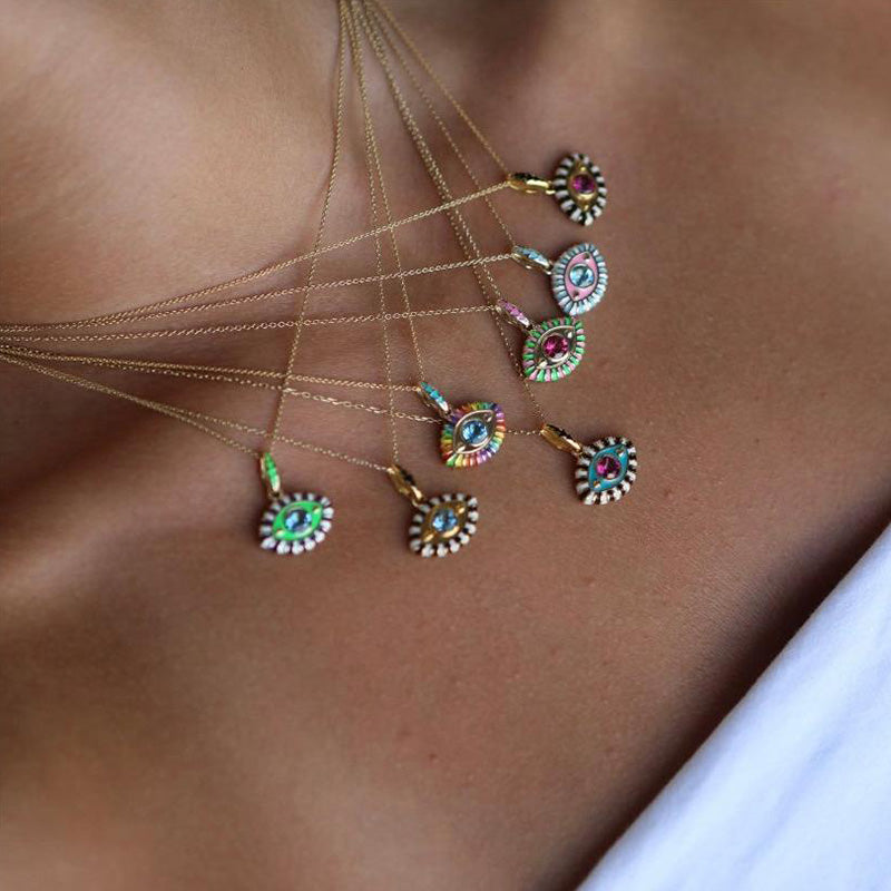 Collana con pietra preziosa in acciaio al titanio Olivenorma e occhio del diavolo 