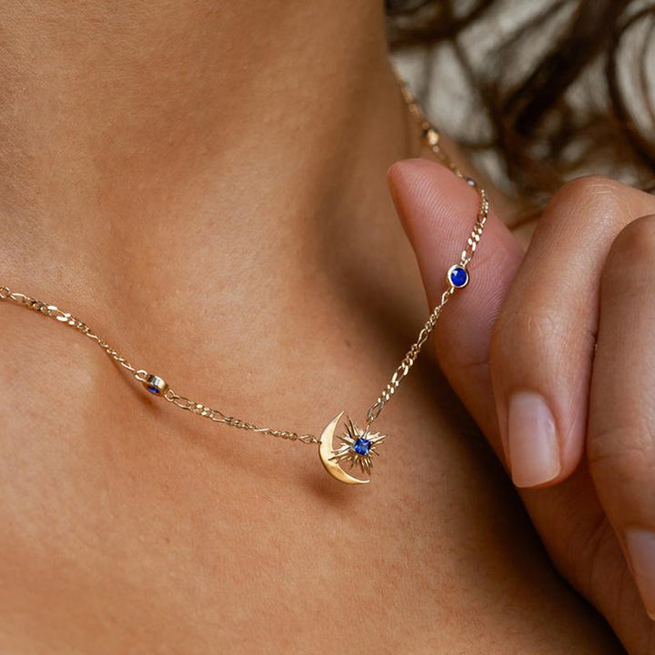 Olivenorma "Shine Inside" - Collana con zaffiro luna e stella 
