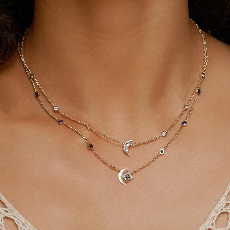 Olivenorma "Shine Inside" - Collana con zaffiro luna e stella 