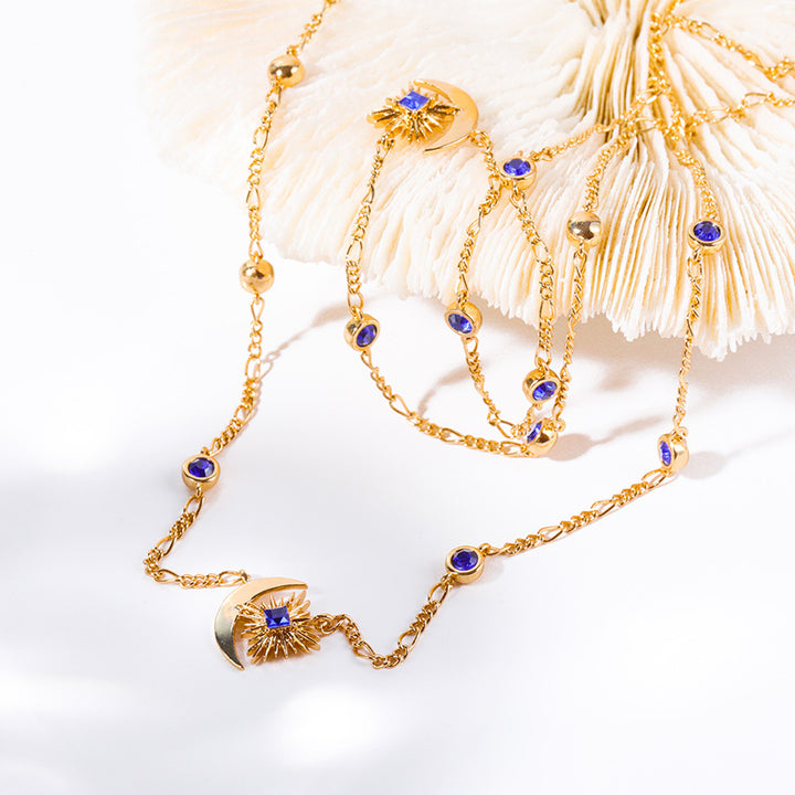 Olivenorma "Shine Inside" - Collana con zaffiro luna e stella 