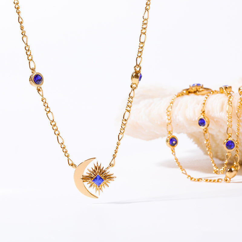 Olivenorma "Shine Inside" - Collana con zaffiro luna e stella 