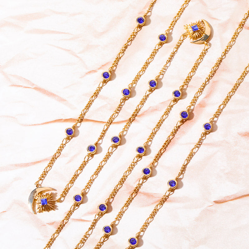 Olivenorma "Shine Inside" - Collana con zaffiro luna e stella 