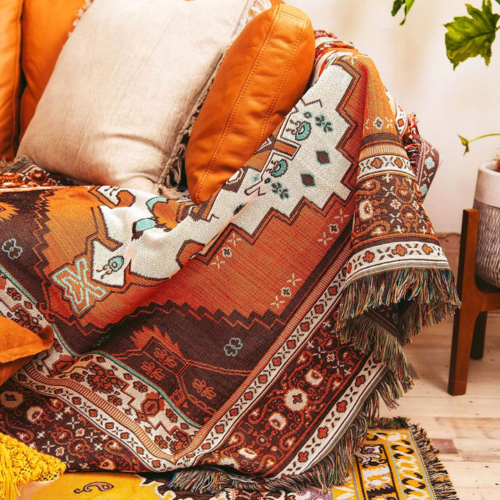 Olivenorma Bohemian Fiori geometrici Frangia Nappe Coperta Intrecciata