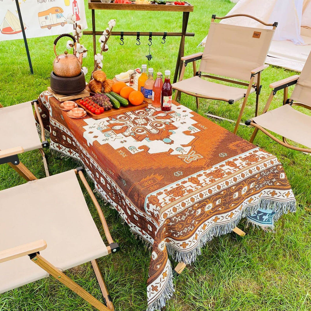 Olivenorma Bohemian Fiori geometrici Frangia Nappe Coperta Intrecciata