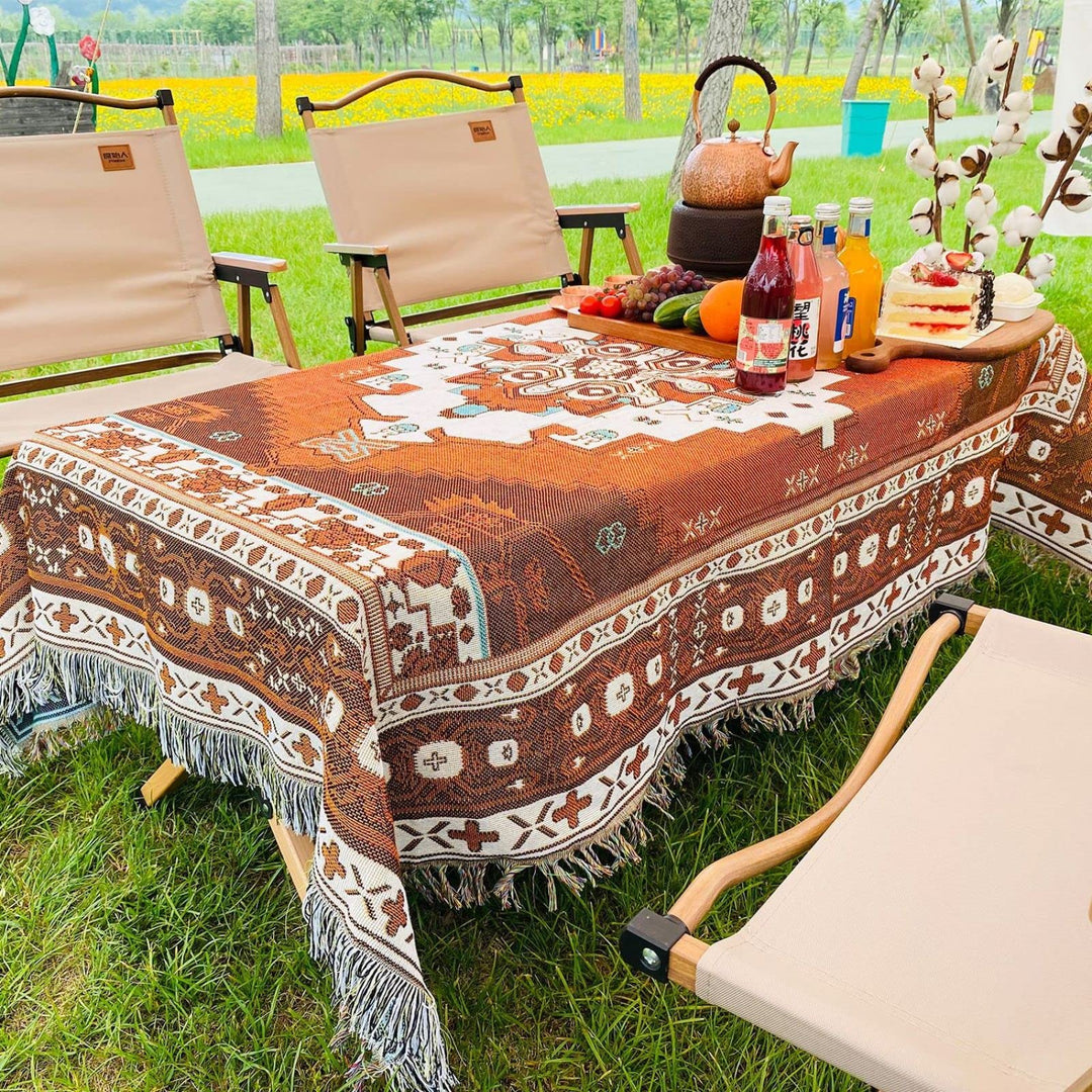 Olivenorma Bohemian Fiori geometrici Frangia Nappe Coperta Intrecciata