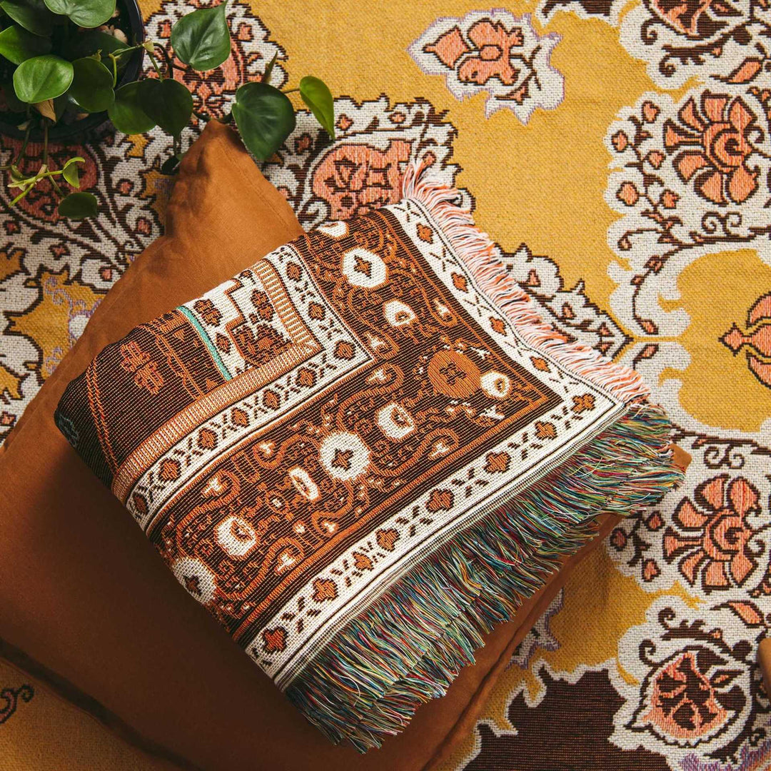 Olivenorma Bohemian Fiori geometrici Frangia Nappe Coperta Intrecciata