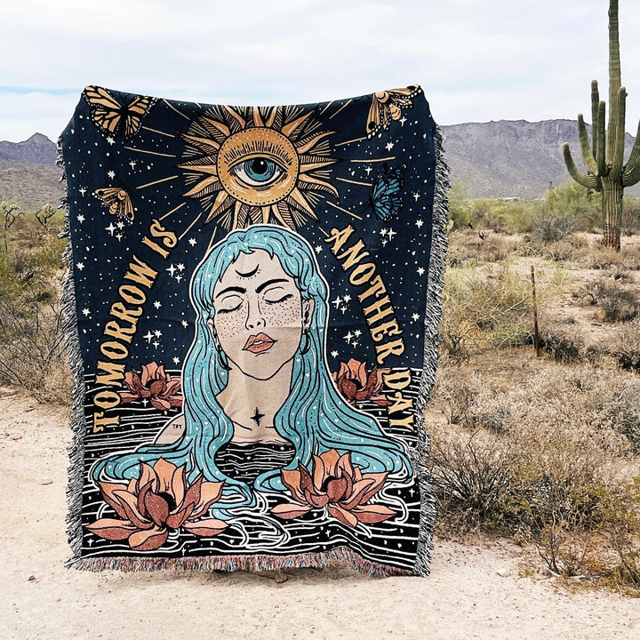 Olivenorma "Domani è un altro giorno" Coperta con frange intrecciate