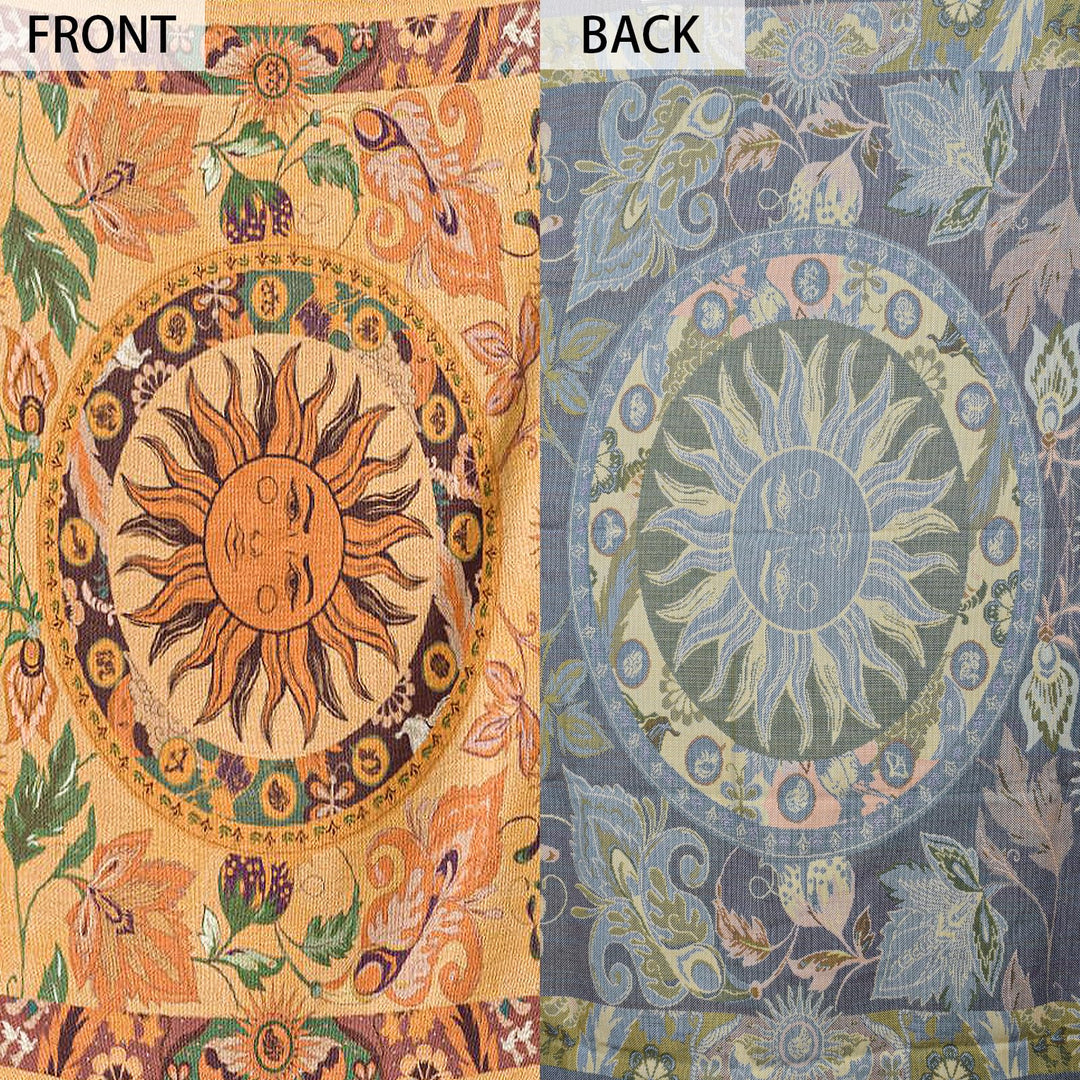 Olivenorma Golden Sun Mood Face Coperta arazzo bohémien gialla