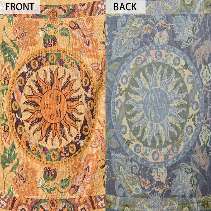 Olivenorma Golden Sun Mood Face Coperta arazzo bohémien gialla