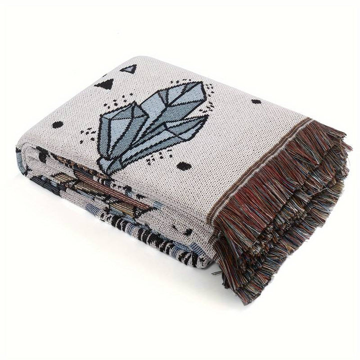 Olivenorma Crystal Rainbow Cactus Coperta Bohemien in nappa intrecciata