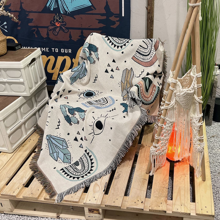 Olivenorma Crystal Rainbow Cactus Coperta Bohemien in nappa intrecciata