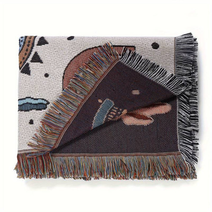 Olivenorma Crystal Rainbow Cactus Coperta Bohemien in nappa intrecciata