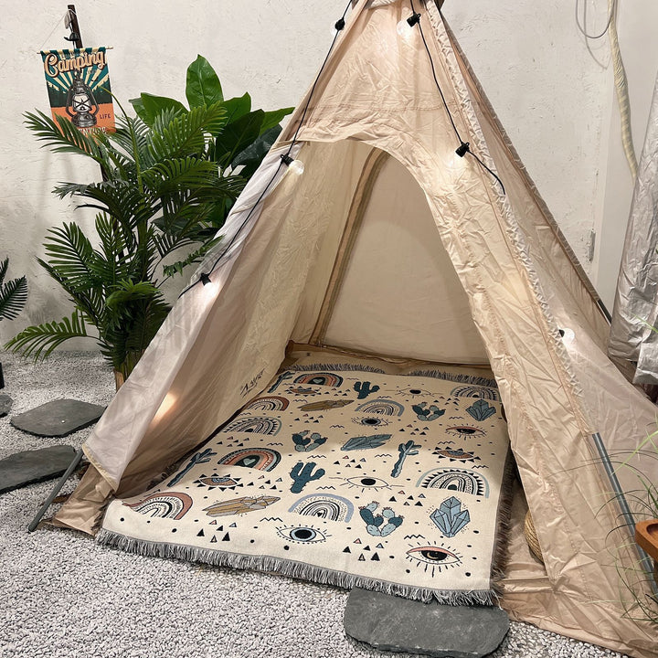 Olivenorma Crystal Rainbow Cactus Coperta Bohemien in nappa intrecciata