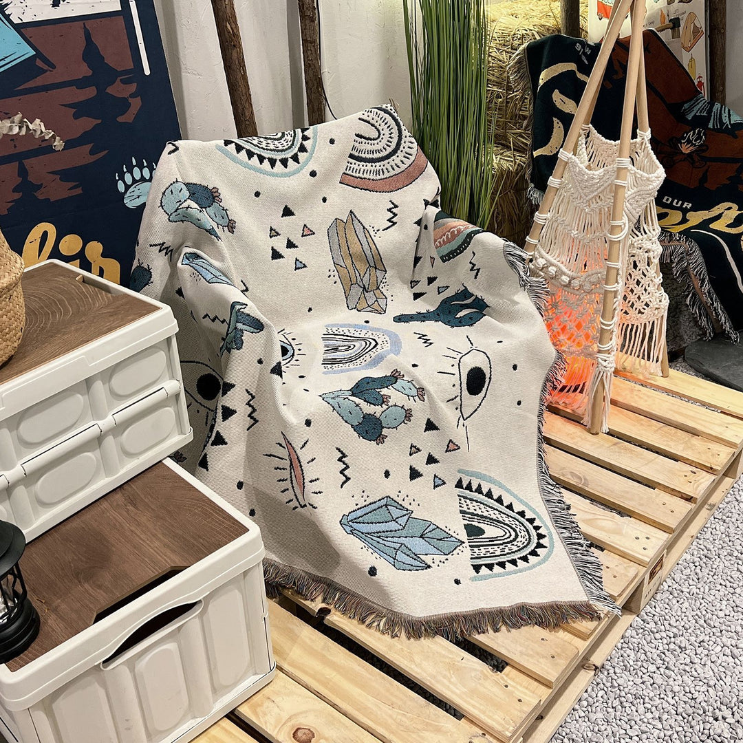 Olivenorma Crystal Rainbow Cactus Coperta Bohemien in nappa intrecciata