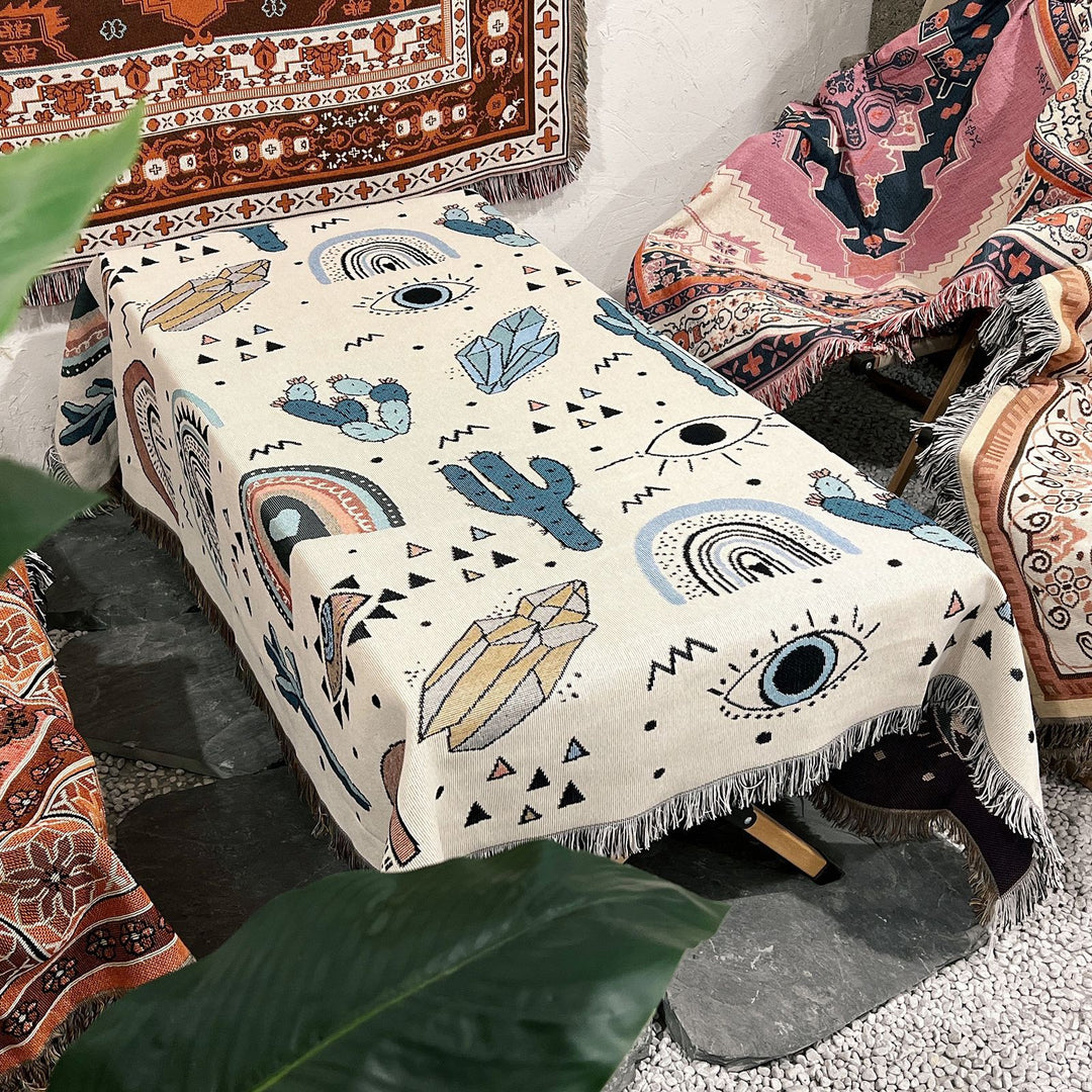 Olivenorma Crystal Rainbow Cactus Coperta Bohemien in nappa intrecciata