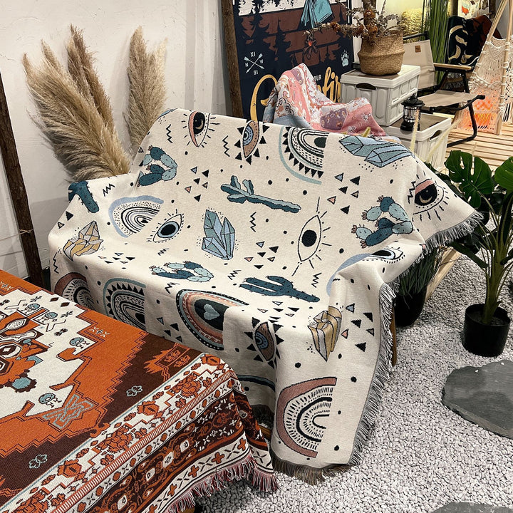 Olivenorma Crystal Rainbow Cactus Coperta Bohemien in nappa intrecciata