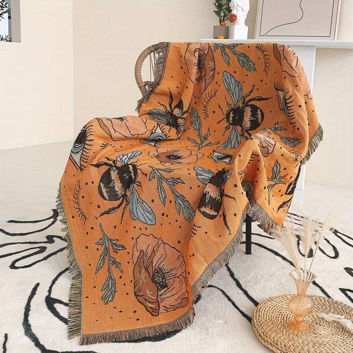 Olivenorma Orange Eye Moth Fiori Nappe Coperta Intrecciata