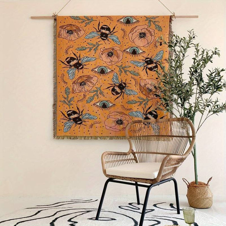 Olivenorma Orange Eye Moth Fiori Nappe Coperta Intrecciata