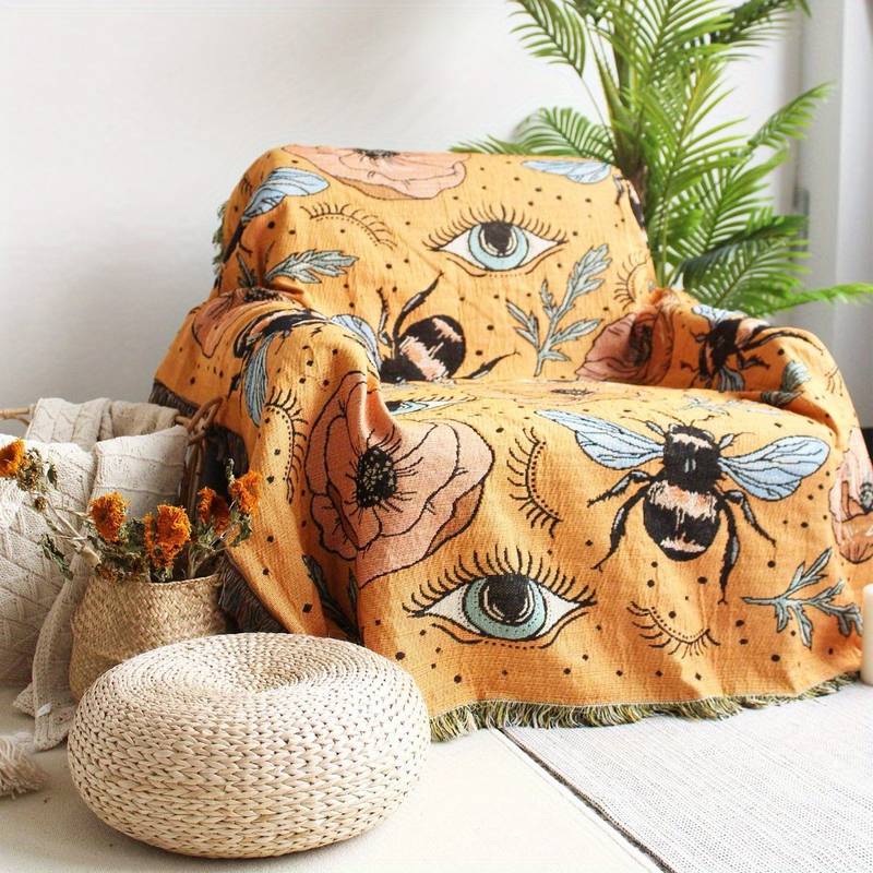 Olivenorma Orange Eye Moth Fiori Nappe Coperta Intrecciata