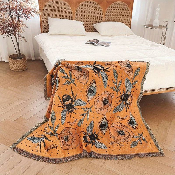 Olivenorma Orange Eye Moth Fiori Nappe Coperta Intrecciata