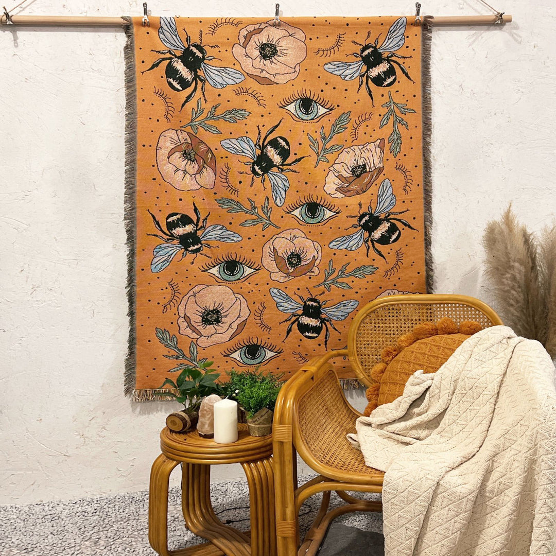 Olivenorma Orange Eye Moth Fiori Nappe Coperta Intrecciata