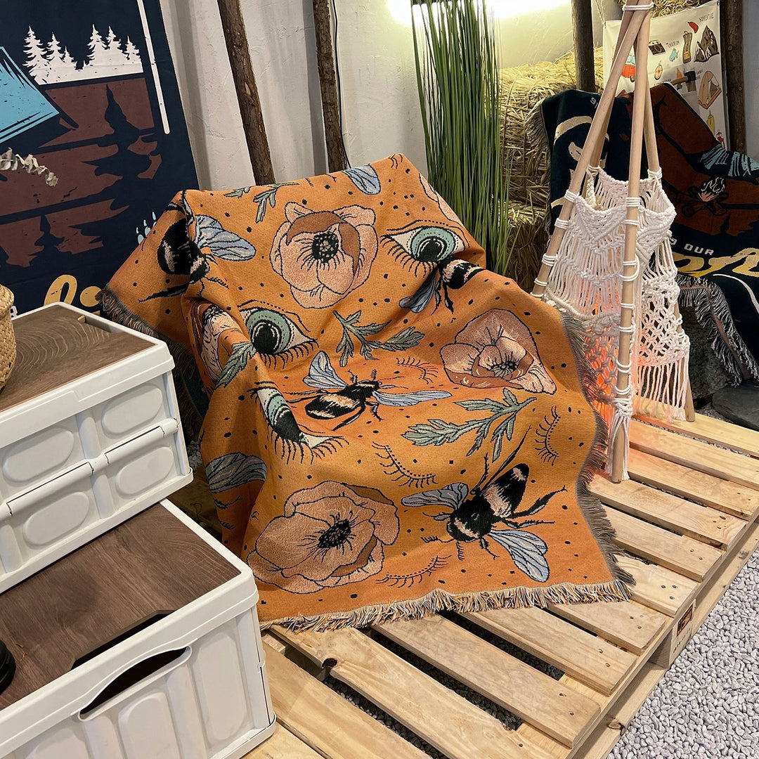 Olivenorma Orange Eye Moth Fiori Nappe Coperta Intrecciata