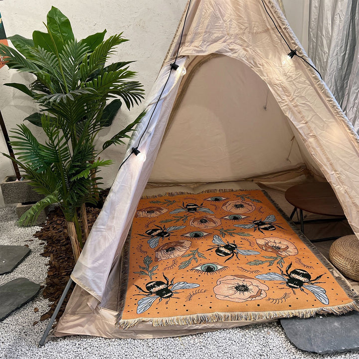 Olivenorma Orange Eye Moth Fiori Nappe Coperta Intrecciata