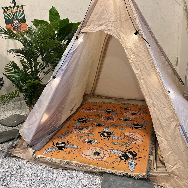 Olivenorma Orange Eye Moth Fiori Nappe Coperta Intrecciata