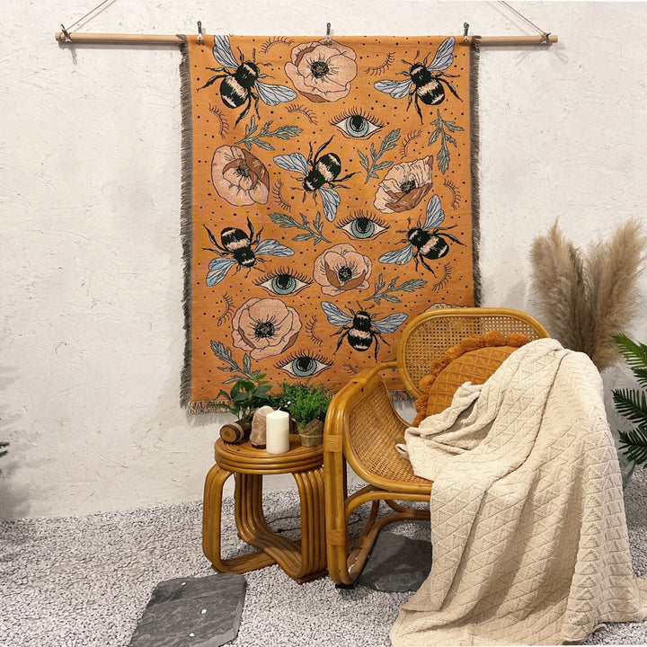 Olivenorma Orange Eye Moth Fiori Nappe Coperta Intrecciata