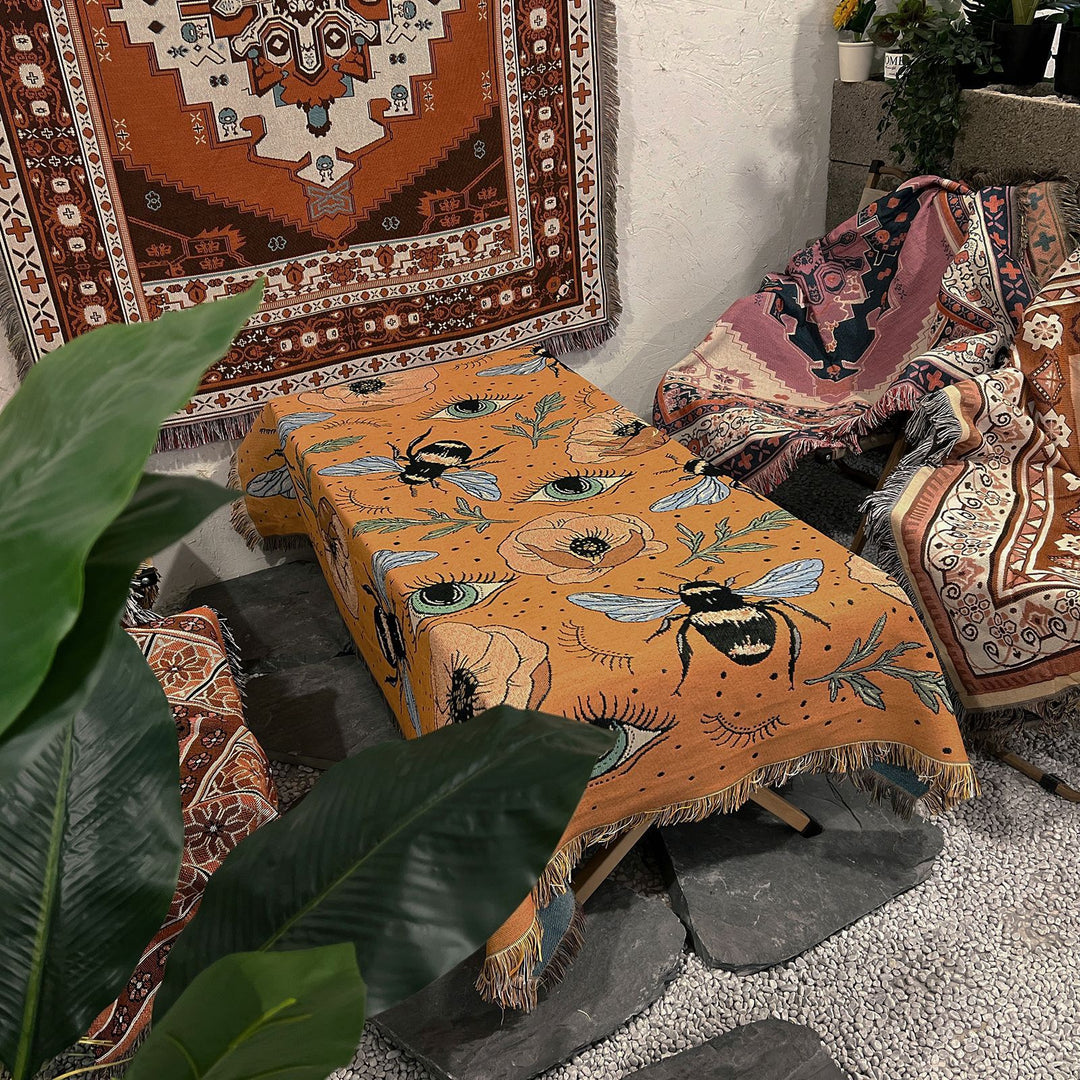 Olivenorma Orange Eye Moth Fiori Nappe Coperta Intrecciata