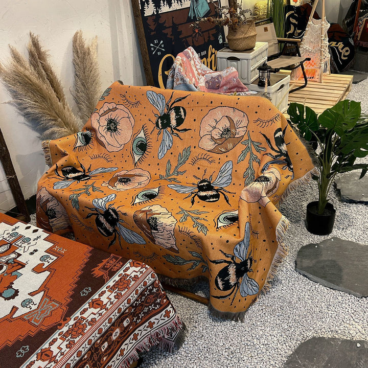 Olivenorma Orange Eye Moth Fiori Nappe Coperta Intrecciata