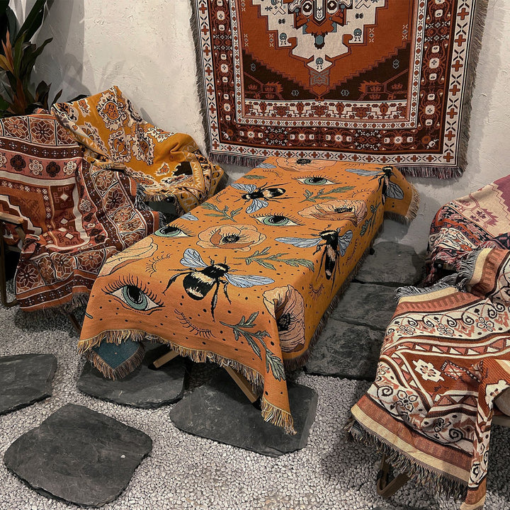 Olivenorma Orange Eye Moth Fiori Nappe Coperta Intrecciata