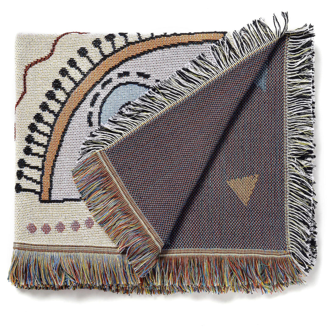 Olivenorma Albicocca Rosso Malocchio Coperta Lavorata a Maglia