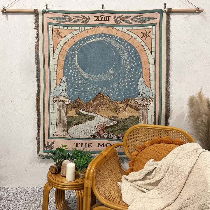 Olivenorma Tarocchi Carta "LA LUNA" Stampa Nappe Coperta Intrecciata