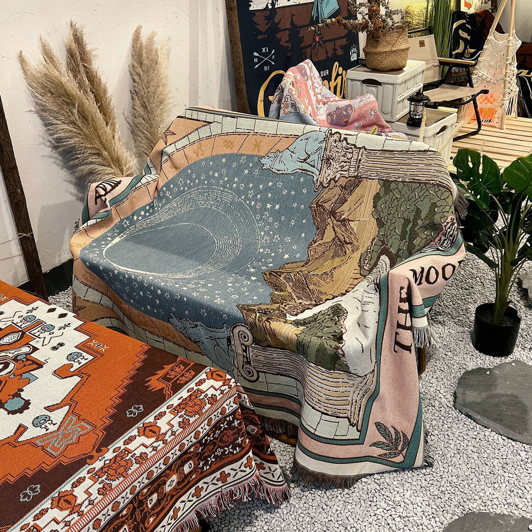 Olivenorma Tarocchi Carta "LA LUNA" Stampa Nappe Coperta Intrecciata