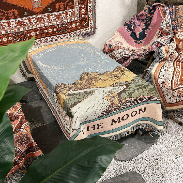 Olivenorma Tarocchi Carta "LA LUNA" Stampa Nappe Coperta Intrecciata
