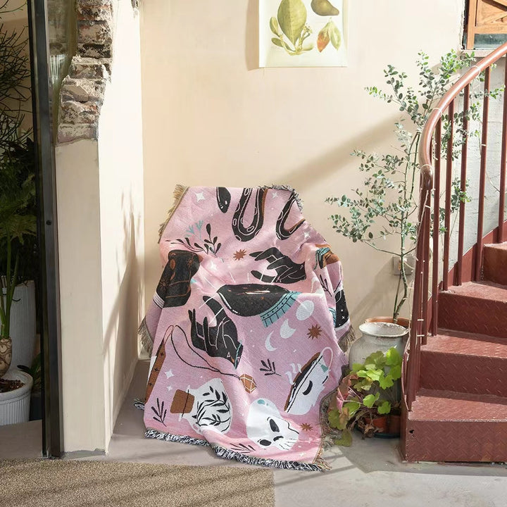 Olivenorma Tarocchi Occhio Magico Coperta Rosa Tessuto