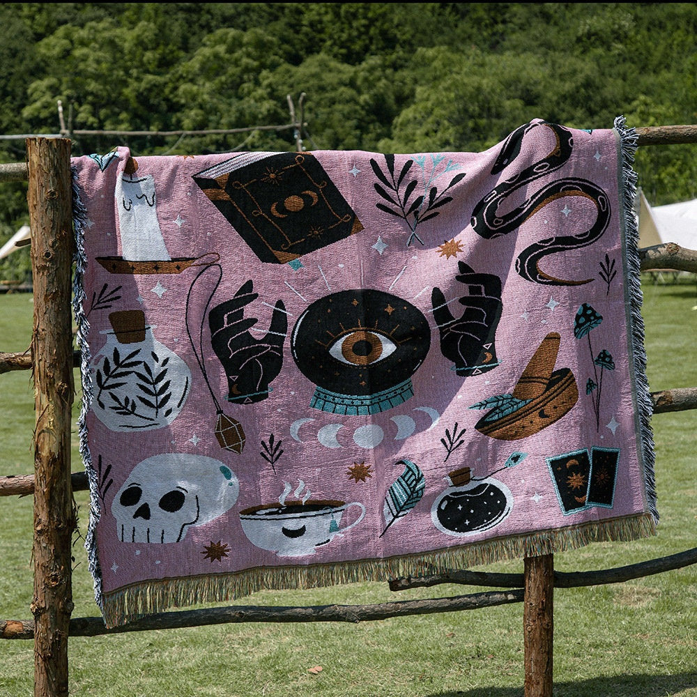 Olivenorma Tarocchi Occhio Magico Coperta Rosa Tessuto