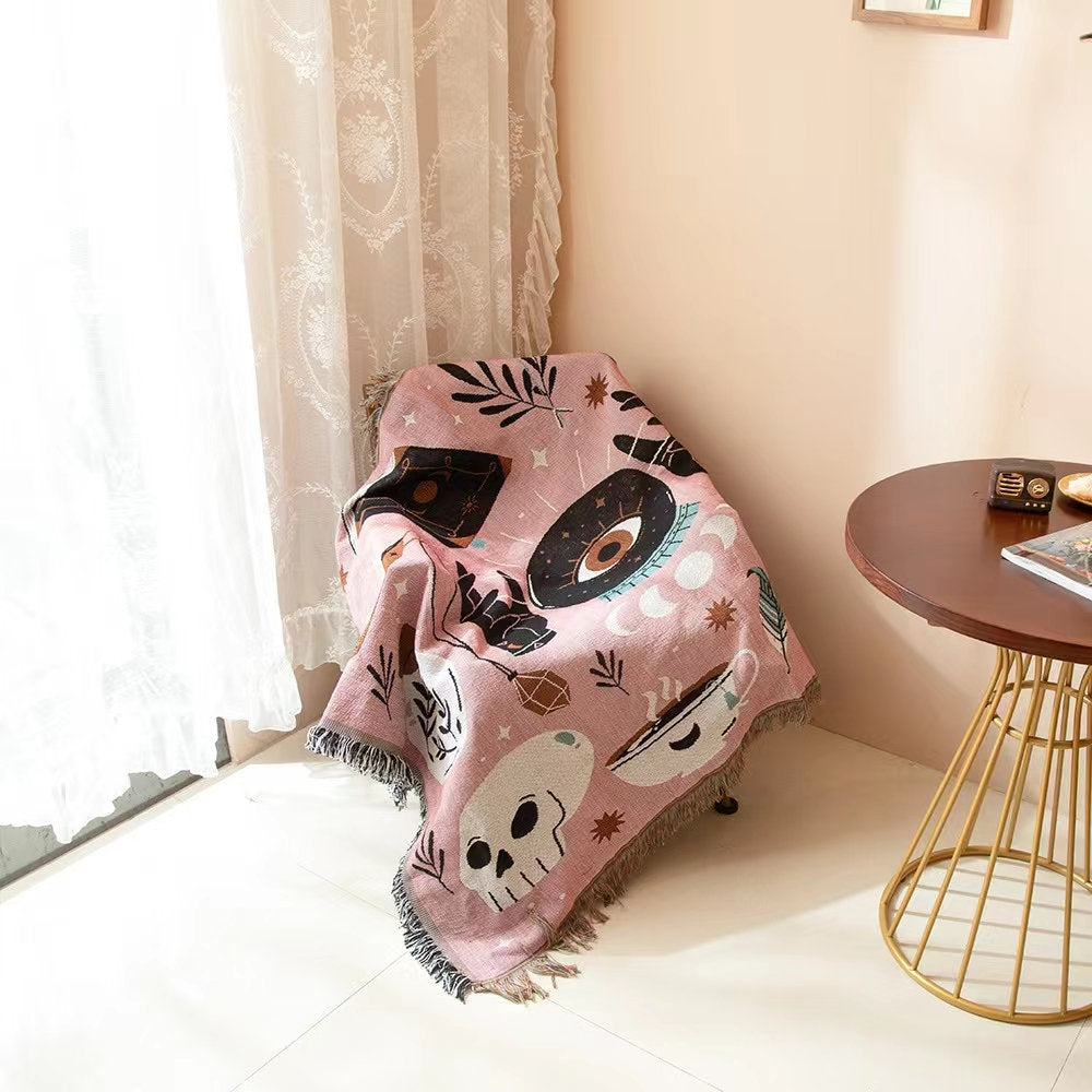 Olivenorma Tarocchi Occhio Magico Coperta Rosa Tessuto