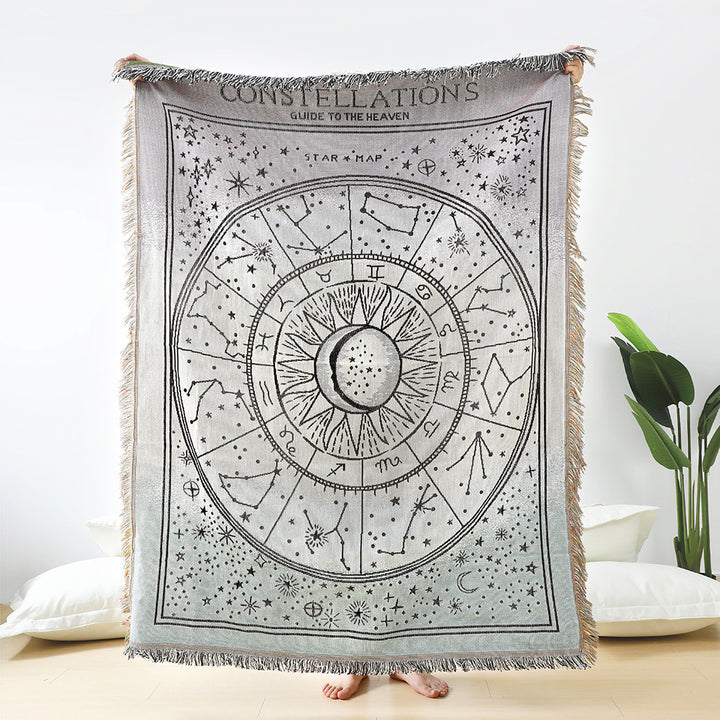 Coperta intrecciata con motivo a gradiente della costellazione zodiacale Olivenorma - Costellazione zodiacale gradiente - image 0