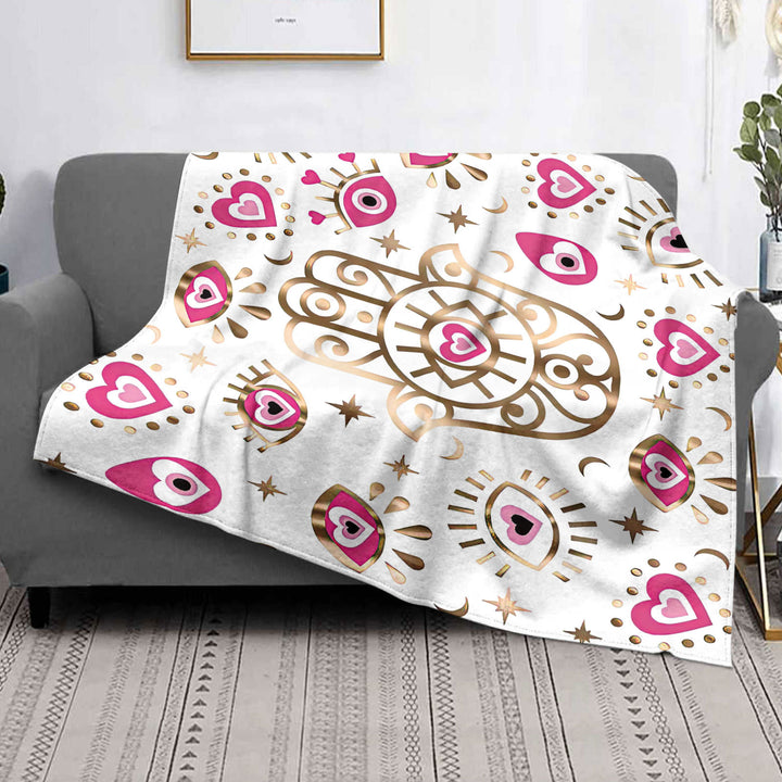 Olivenorma Evil Eye Hamsa 3D Coperta in flanella con stampa digitale