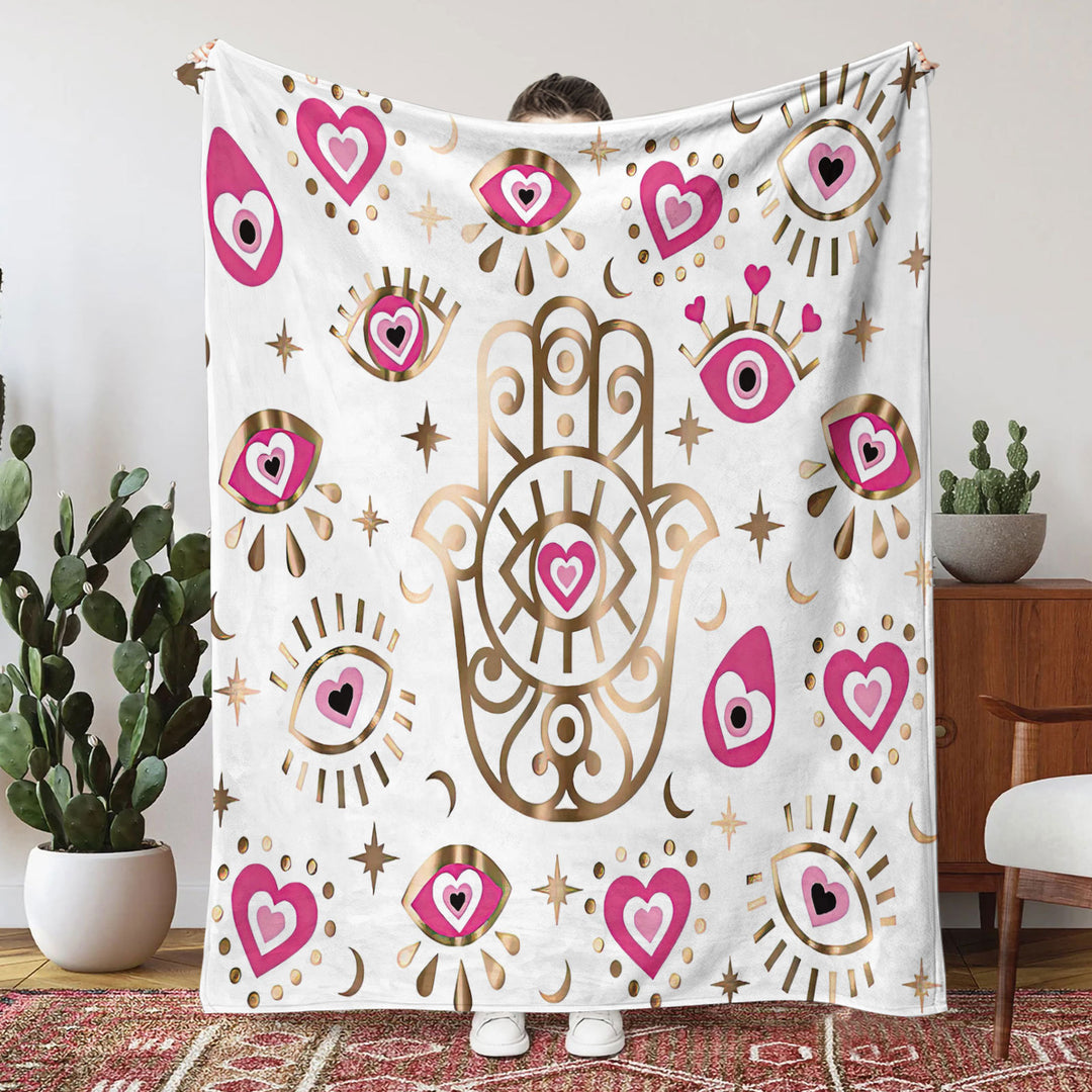 Olivenorma Evil Eye Hamsa 3D Coperta in flanella con stampa digitale