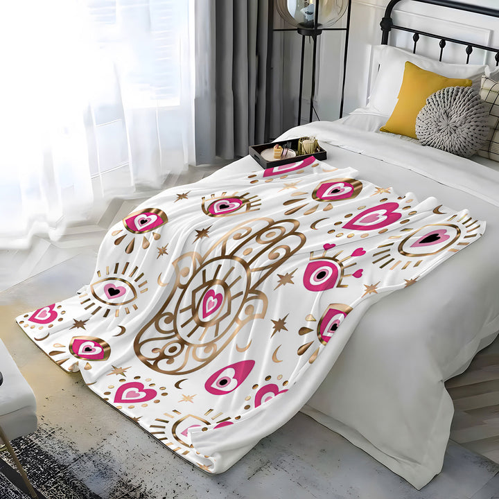 Olivenorma Evil Eye Hamsa 3D Coperta in flanella con stampa digitale