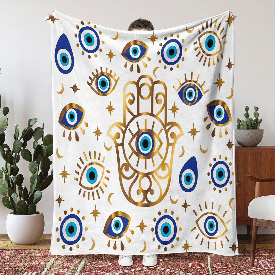 Olivenorma Evil Eye Hamsa 3D Coperta in flanella con stampa digitale